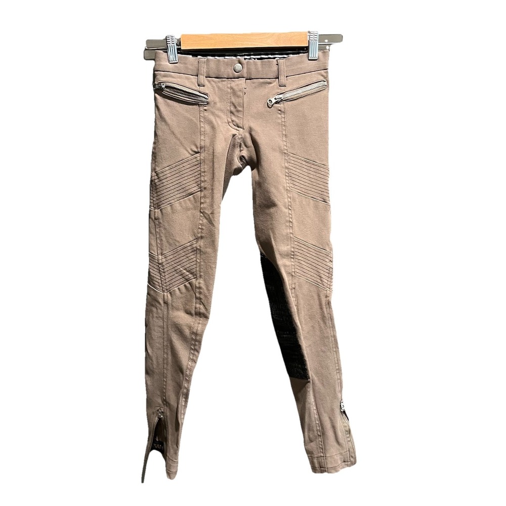 GhoDho‎ Shroom Brown Leather Knee Patch Ankle Zip Women's Breeches Size 24